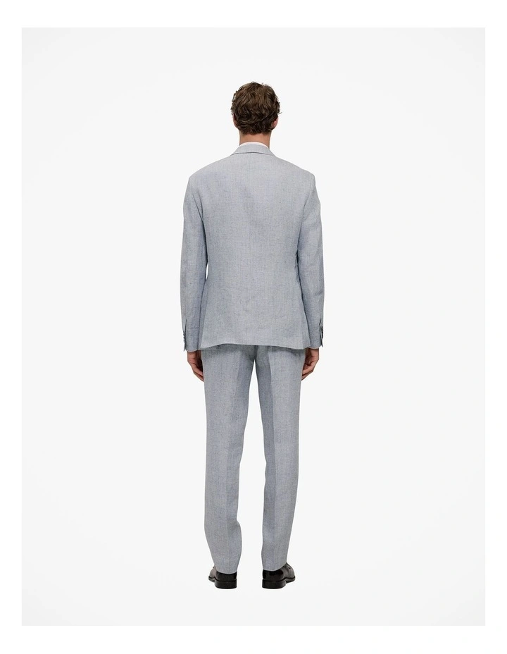 Textured Linen Blazer in Smoke Blue image 6