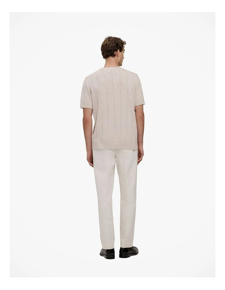 Linen Cotton Slub Knit T-shirt in Stone image 6