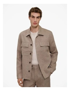 Yarn Dyed Linen Twin Pocket Jacket in Otter