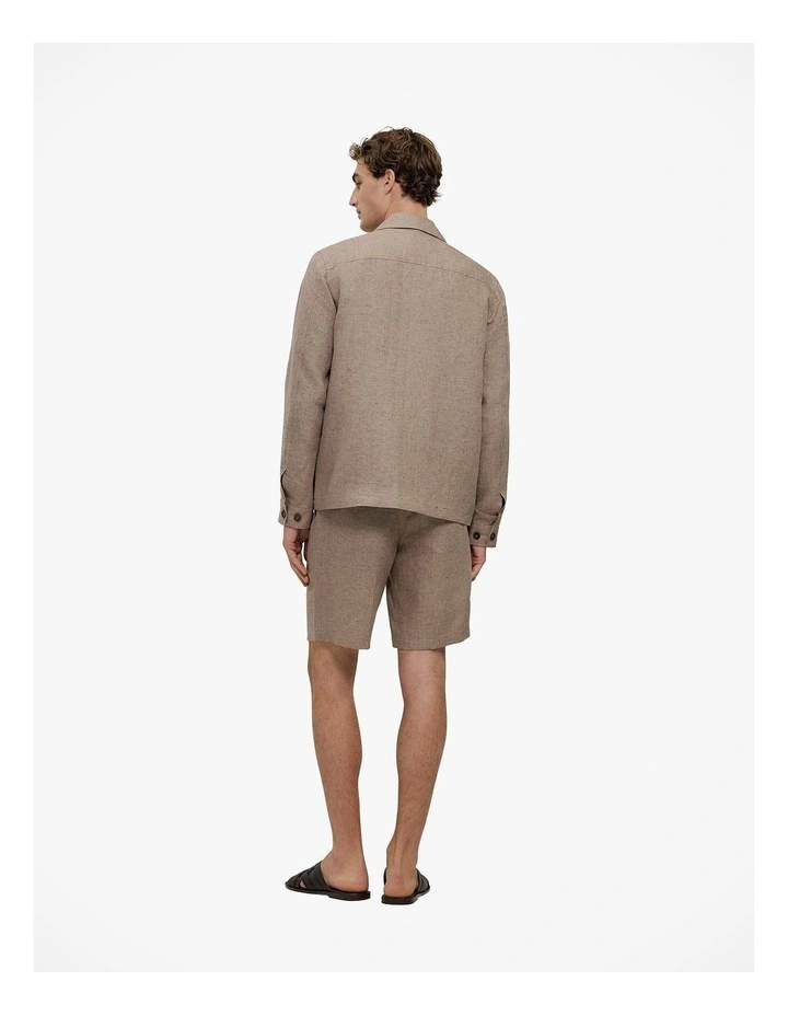 Yarn Dyed Linen Twin Pocket Jacket in Otter image 6