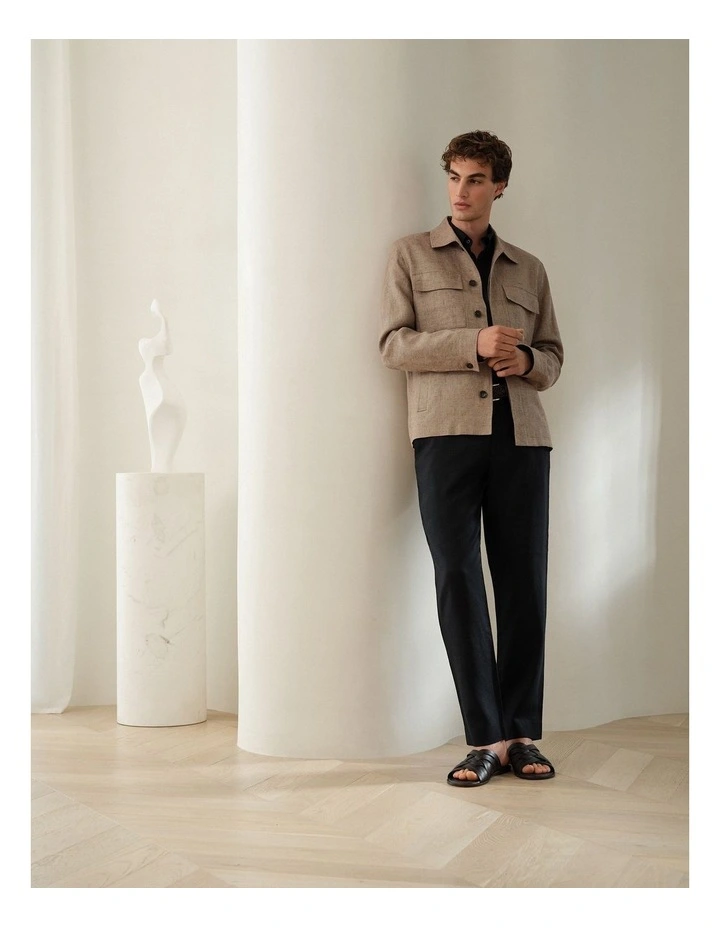 Linen Relaxed Tailored Pant in Black image 2