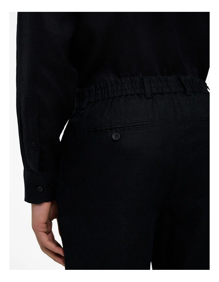 Linen Relaxed Tailored Pant in Black image 4