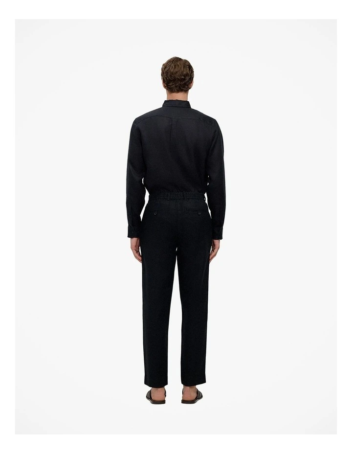 Linen Relaxed Tailored Pant in Black image 6
