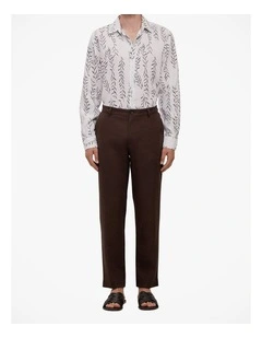 Linen Relaxed Tailored Pant in Coffee