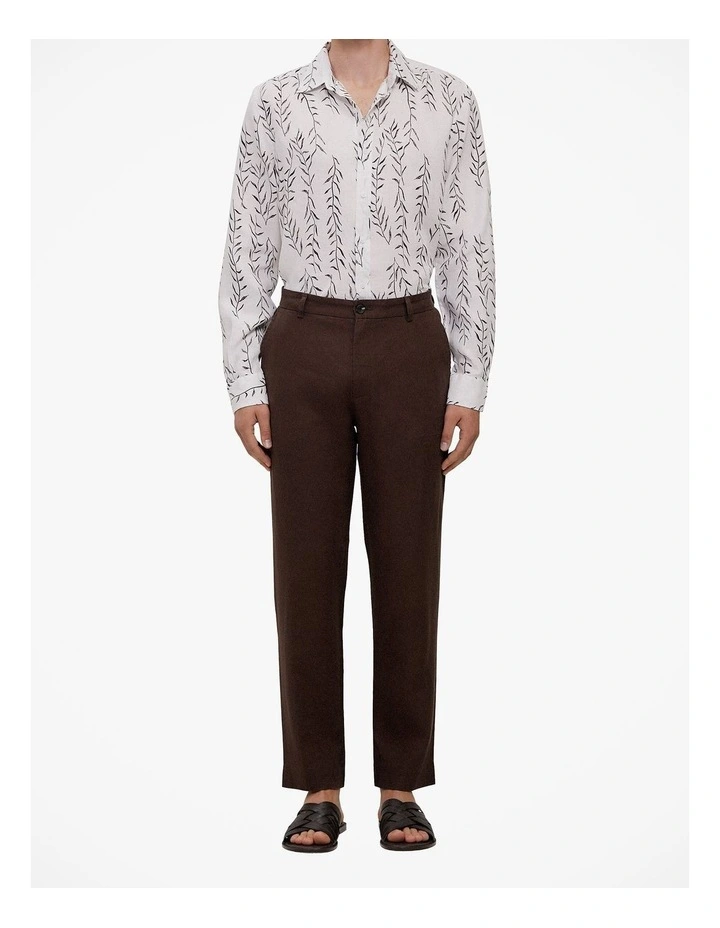 Linen Relaxed Tailored Pant in Coffee image 1