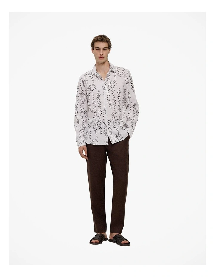 Linen Relaxed Tailored Pant in Coffee image 3