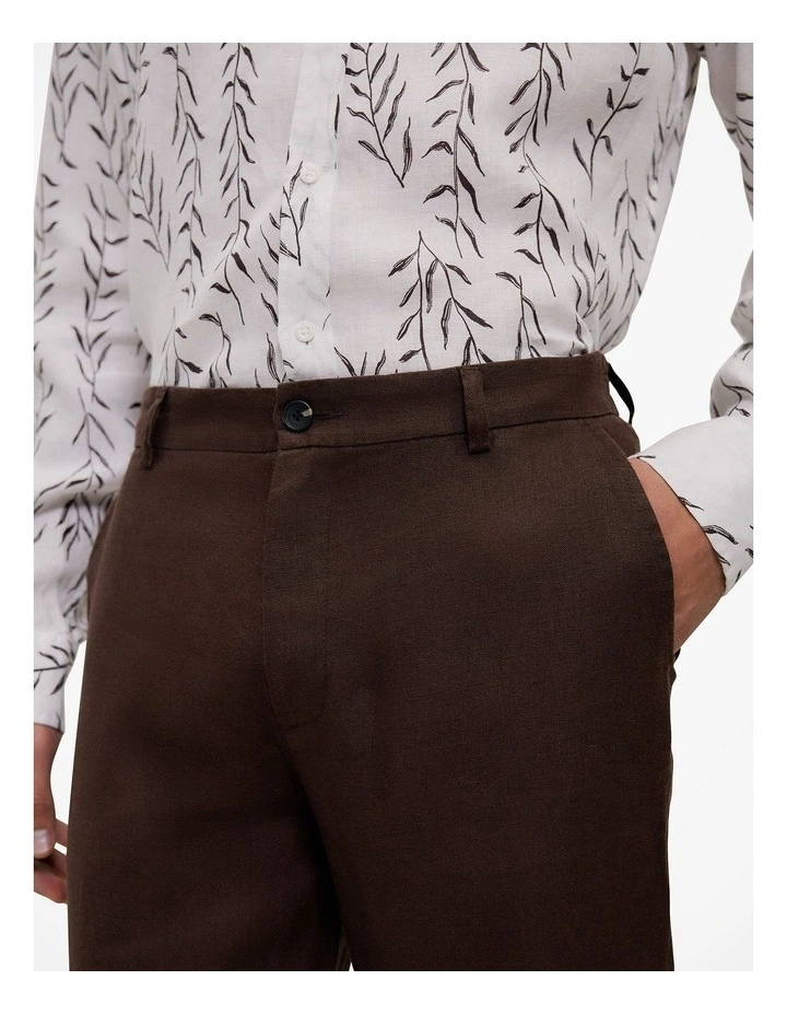 Linen Relaxed Tailored Pant in Coffee image 4