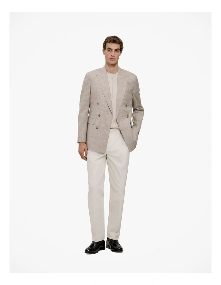 Cotton Blend Pleat Front Pant in Parchment image 2