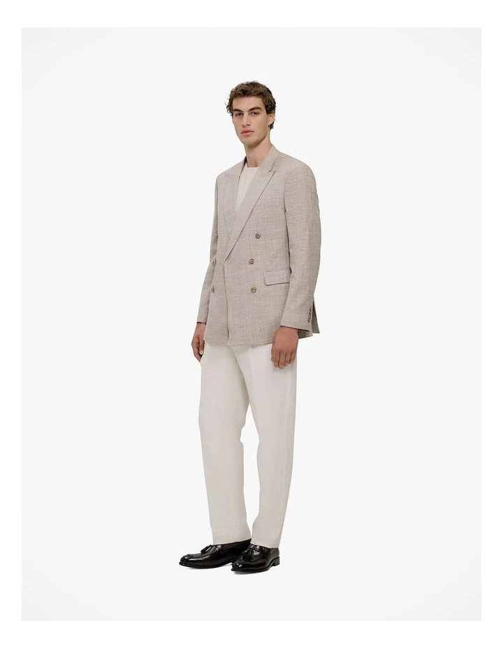 Cotton Blend Pleat Front Pant in Parchment image 4