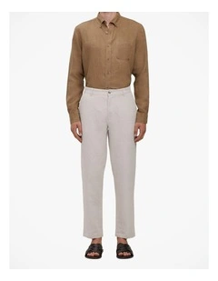 Linen Relaxed Tailored Pant in Flax