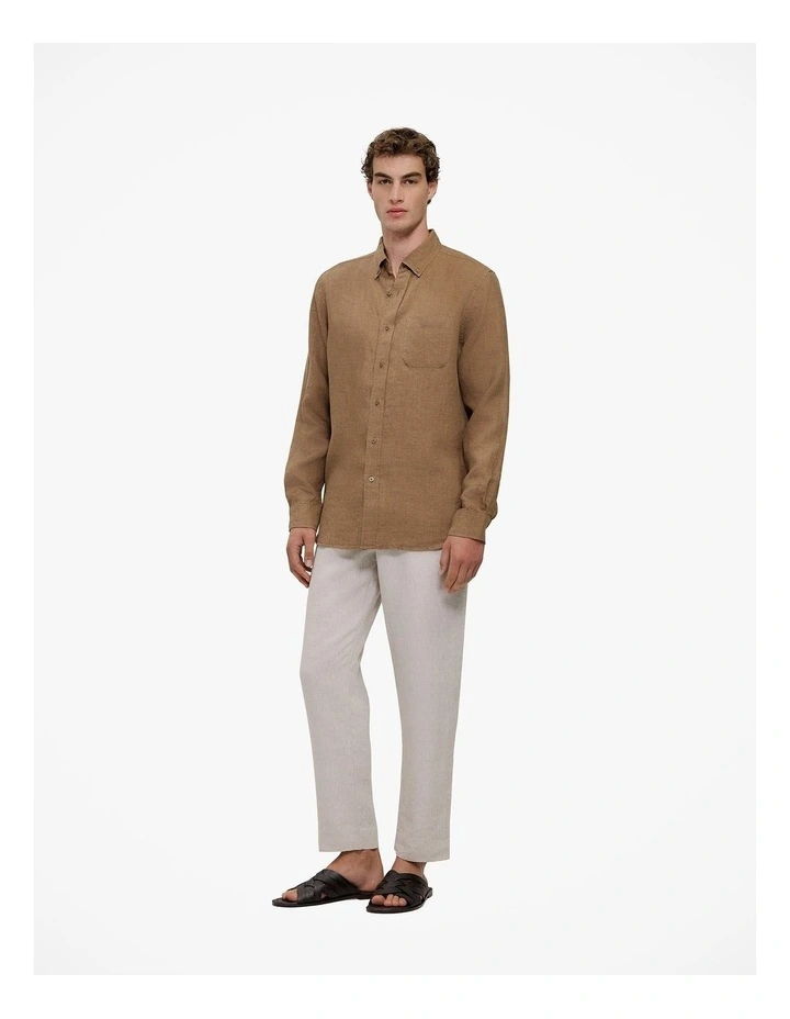 Linen Relaxed Tailored Pant in Flax image 3