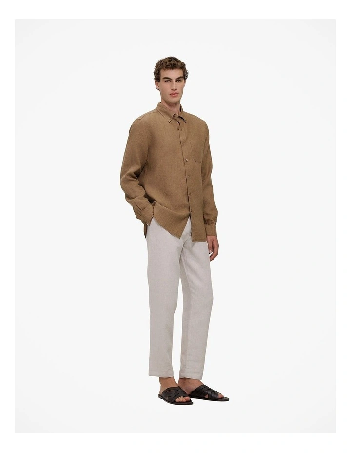 Linen Relaxed Tailored Pant in Flax image 5
