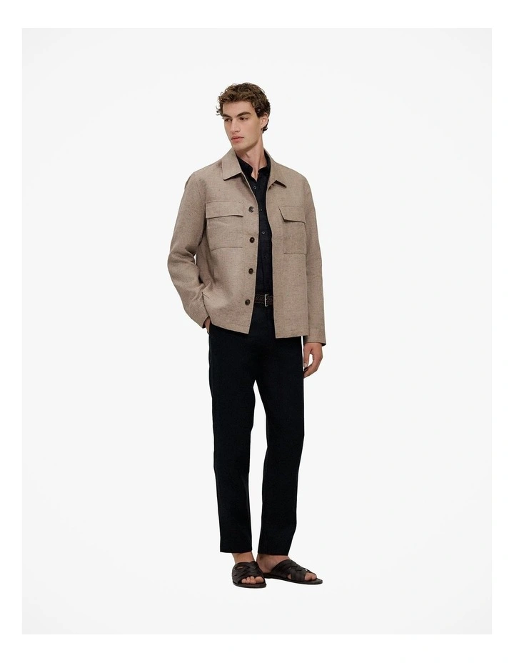 Regular Fit Linen Classic Long Sleeve Shirt in Black image 2