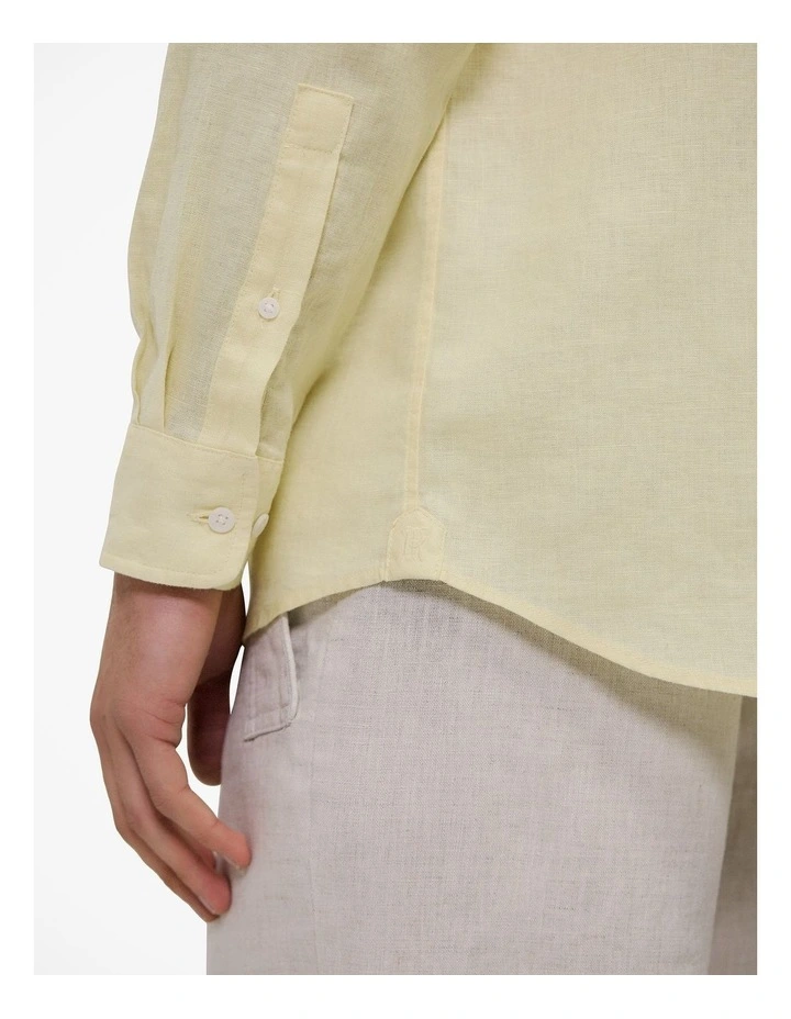 Regular Fit Linen Classic Long Sleeve Shirt in Lemonade image 4