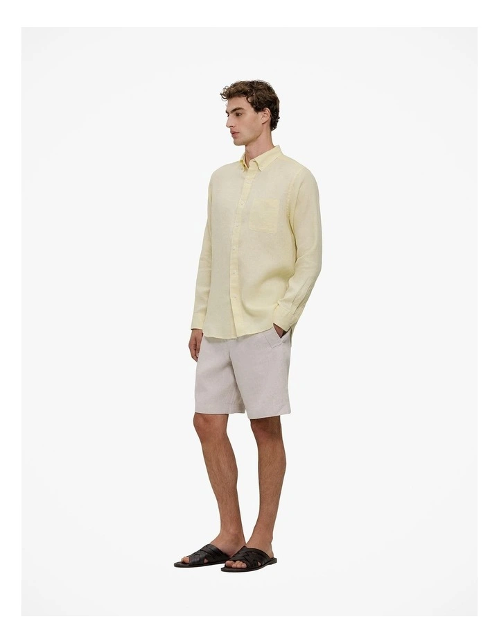 Regular Fit Linen Classic Long Sleeve Shirt in Lemonade image 5