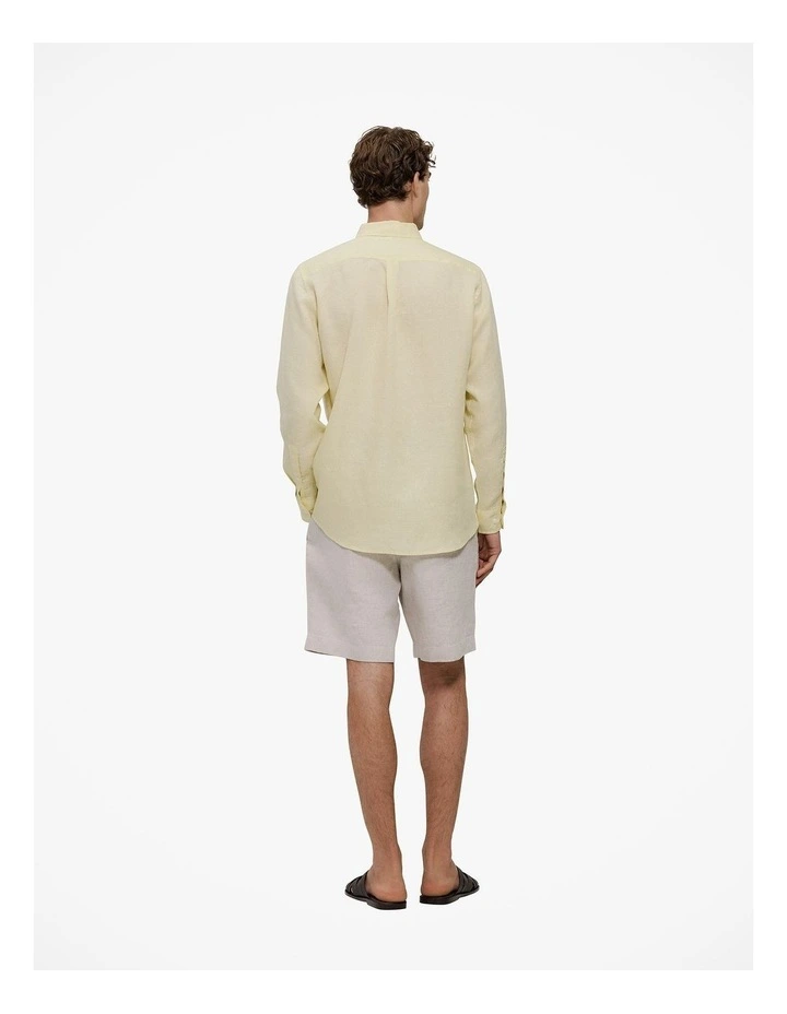 Regular Fit Linen Classic Long Sleeve Shirt in Lemonade image 6