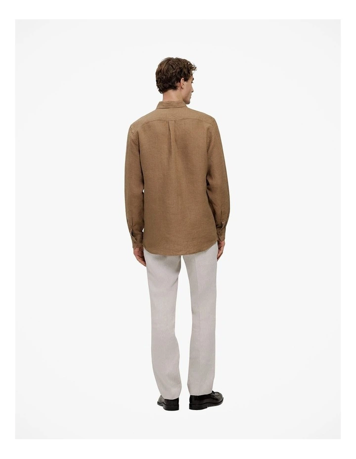 Regular Fit Delave Linen Shirt in Amaretto image 5