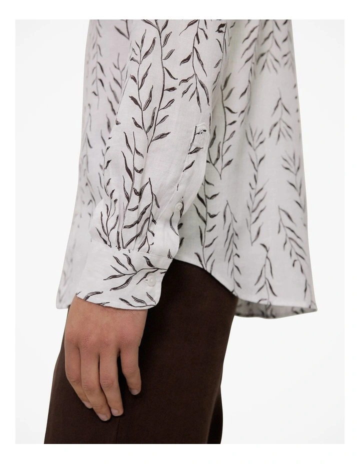 Rowan Regular Fit Linen Long Sleeve Shirt in White image 4