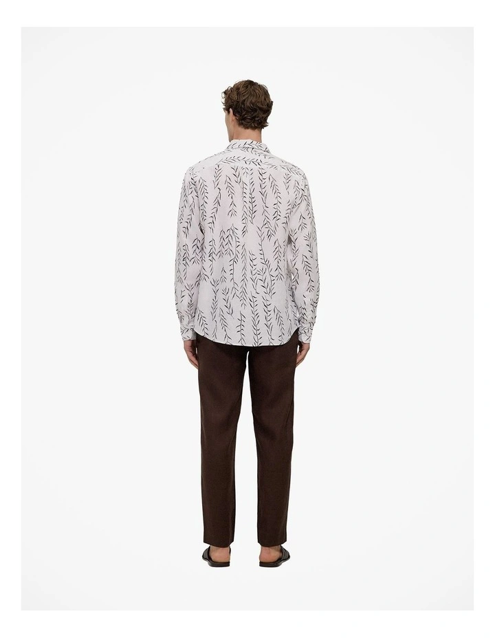 Rowan Regular Fit Linen Long Sleeve Shirt in White image 5