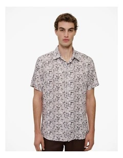 Rift Regular Fit Linen Short Sleeve Shirt in Stone