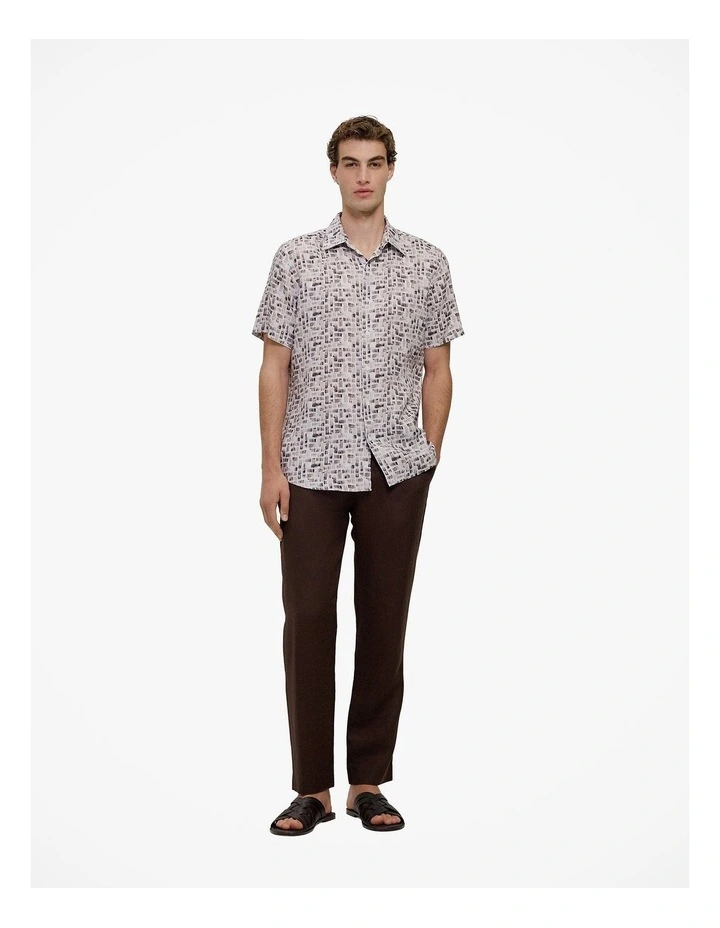 Rift Regular Fit Linen Short Sleeve Shirt in Stone image 2