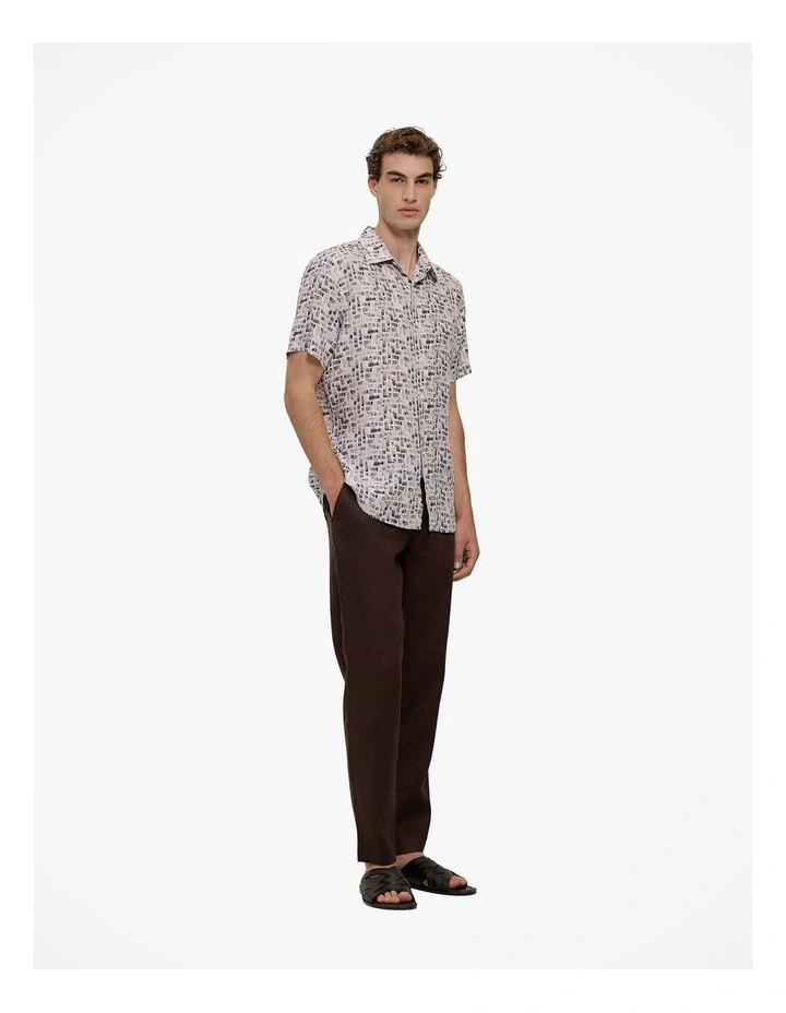 Rift Regular Fit Linen Short Sleeve Shirt in Stone image 4