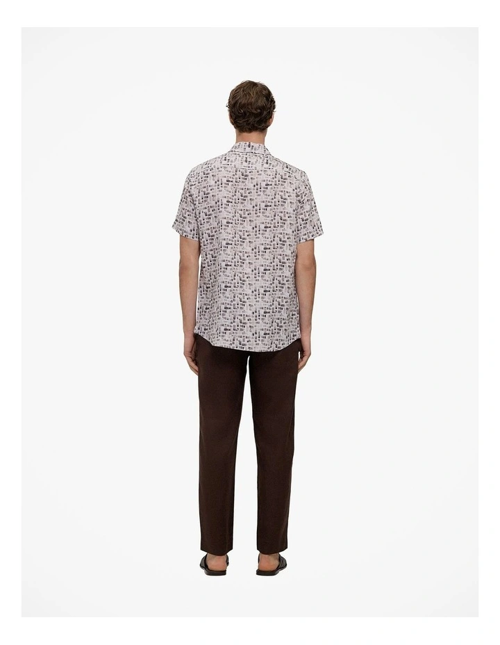 Rift Regular Fit Linen Short Sleeve Shirt in Stone image 5