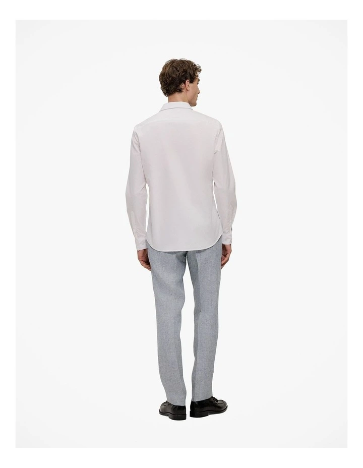 Cotton Poplin Tailored Fit Shirt in White image 5