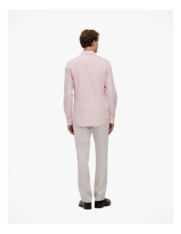 Cotton Poplin Stripe Tailored Fit Shirt in Blossom Pink image 4