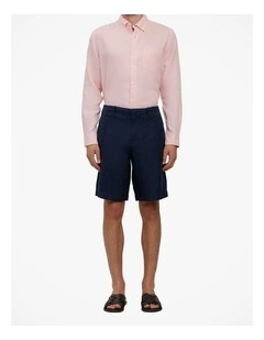 Yarn Dyed Linen Relaxed Short in Navy