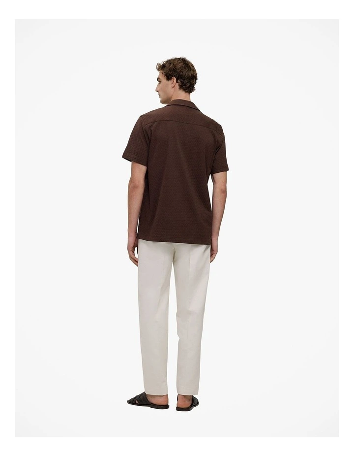 Basketweave Cotton Camp Shirt in Coffee image 4