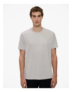 Jacquard Cotton Textured T-shirt in Stone