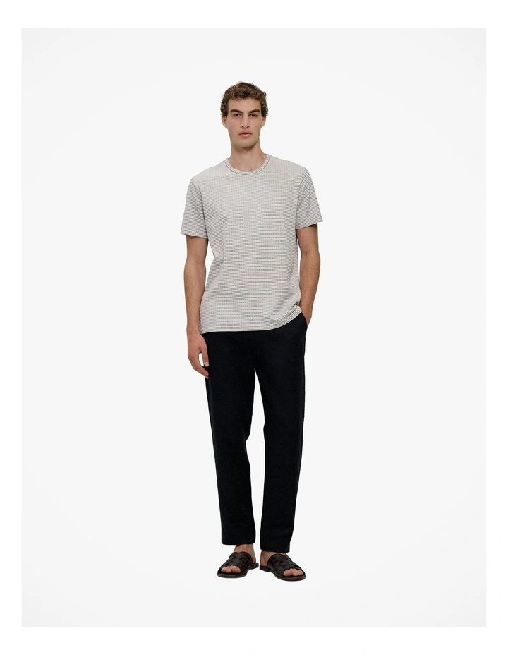 Jacquard Cotton Textured T-shirt in Stone image 3