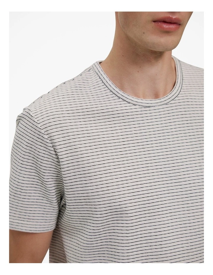 Jacquard Cotton Textured T-shirt in Stone image 4