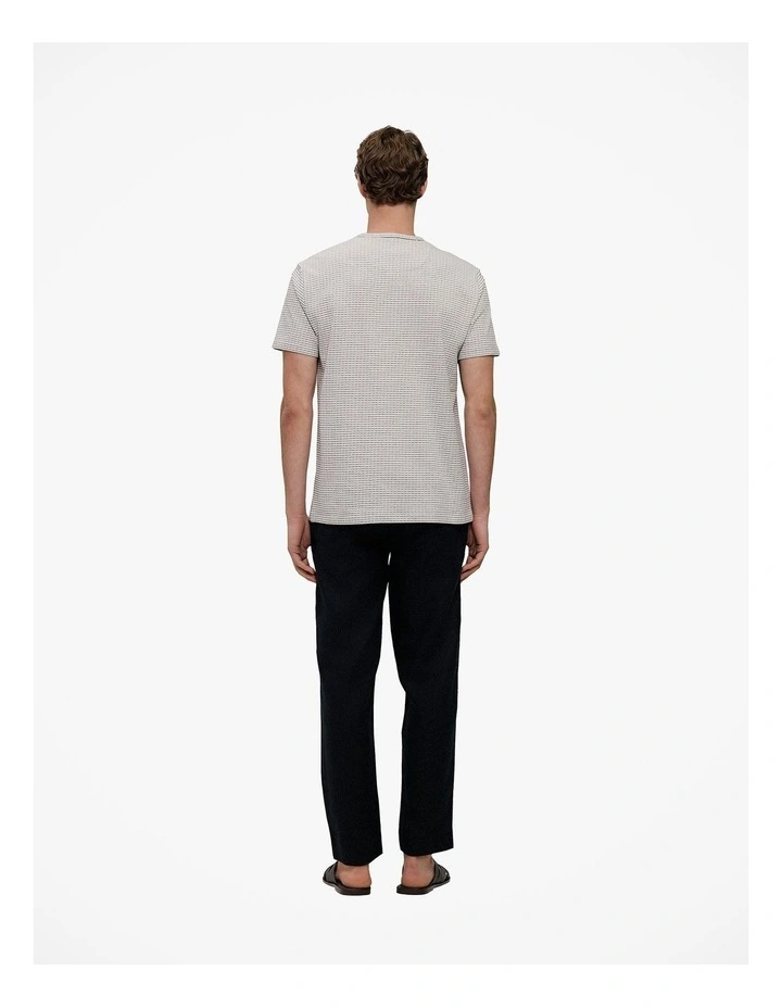 Jacquard Cotton Textured T-shirt in Stone image 5