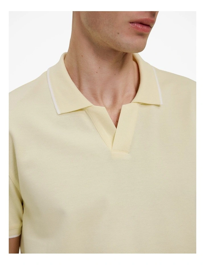 Mercerised Cotton Pique Polo in Lemonade image 4
