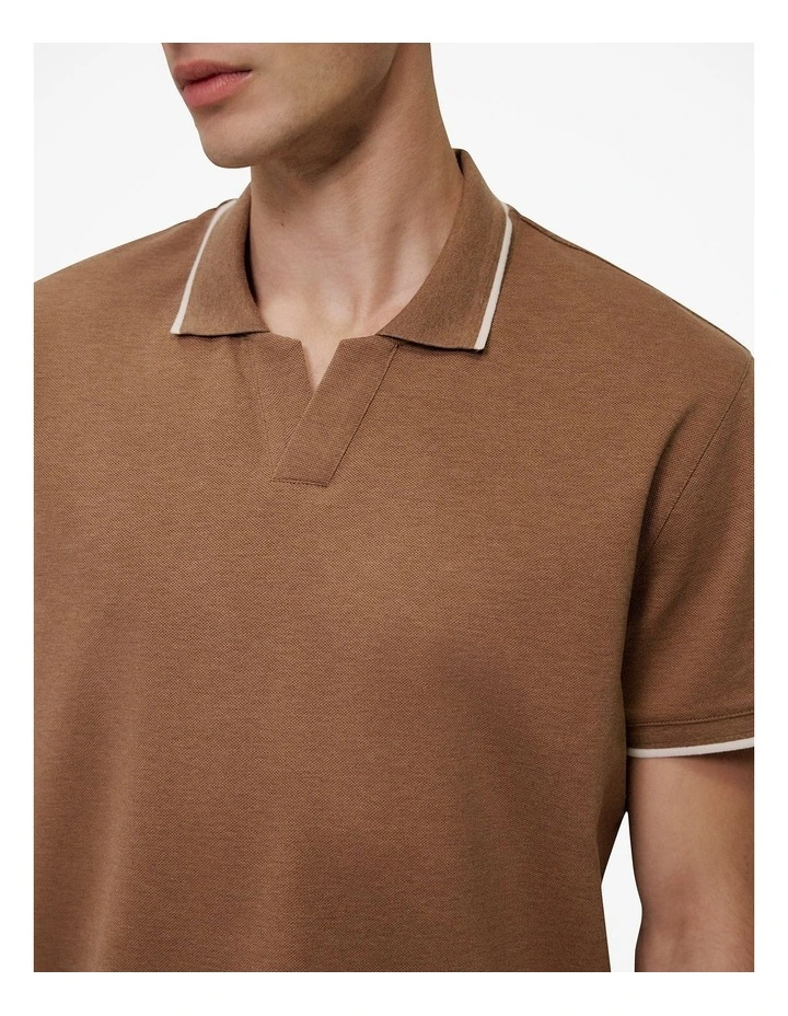 Mercerised Cotton Pique Marle Polo in Amaretto image 3
