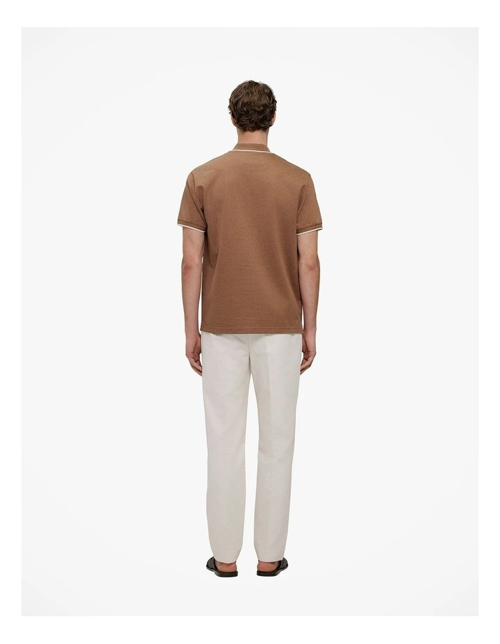 Mercerised Cotton Pique Marle Polo in Amaretto image 4