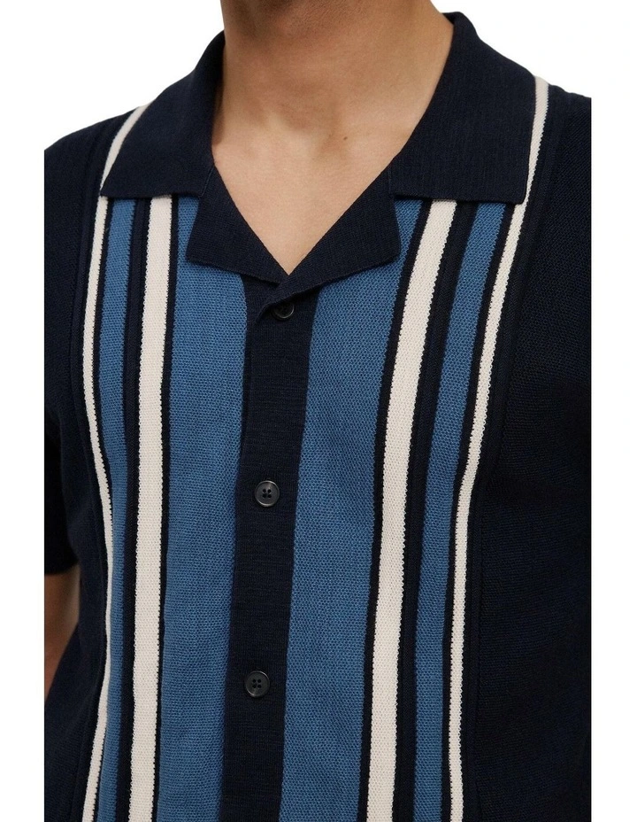 Cotton Linen Stripe Knit Shirt image 4