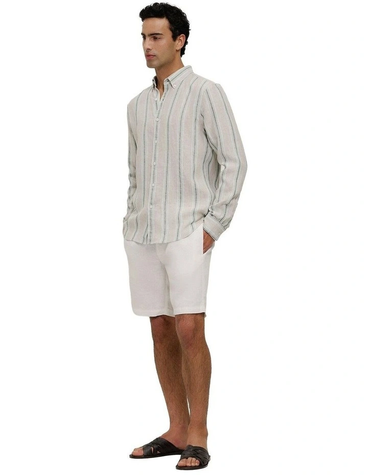 Yarn Dyed Linen Multi Stripe Long Sleeve Shirt image 5