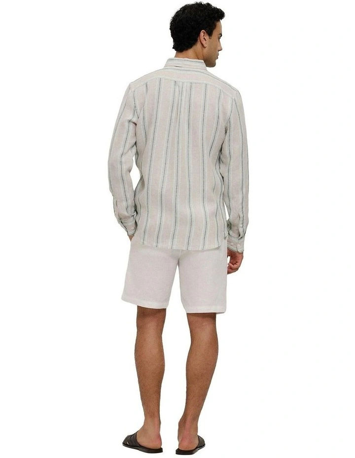 Yarn Dyed Linen Multi Stripe Long Sleeve Shirt image 6