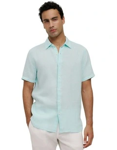 Yarn Dyed Linen Short Sleeve Shirt