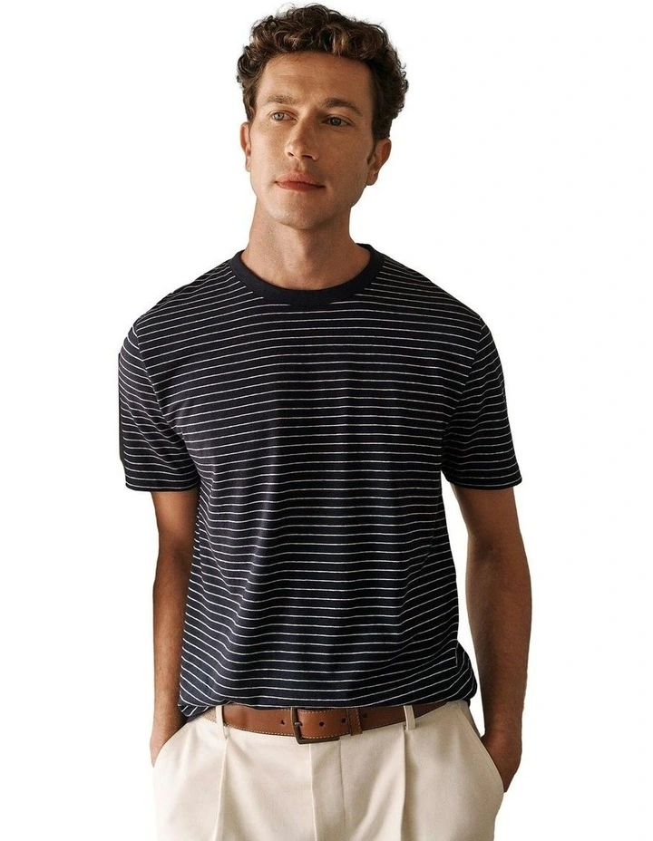 Linen Cotton Jersey Stripe T-shirt image 2
