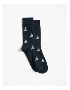 Sail Boat Crew Sock in Night Sky