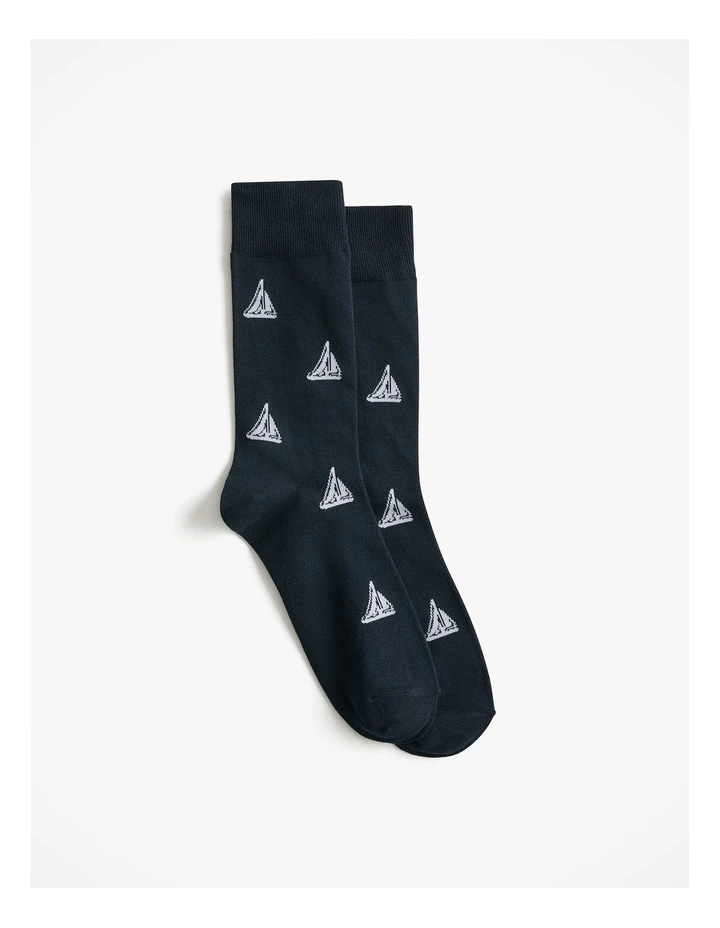 Sail Boat Crew Sock in Night Sky image 1