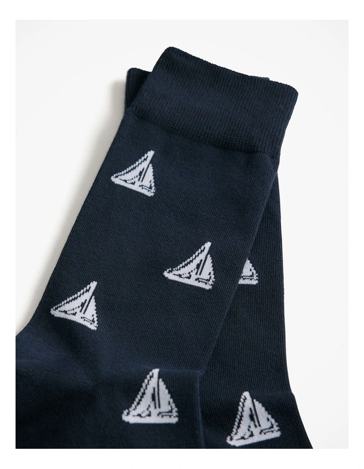 Sail Boat Crew Sock in Night Sky image 2