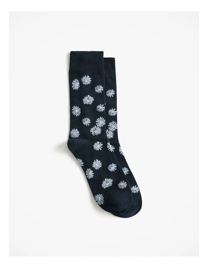 Daisy Crew Sock in Night Sky image 1