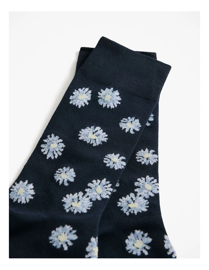 Daisy Crew Sock in Night Sky image 2