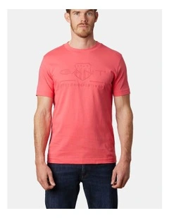 Tonal Shield T-Shirt in Watermelon Red