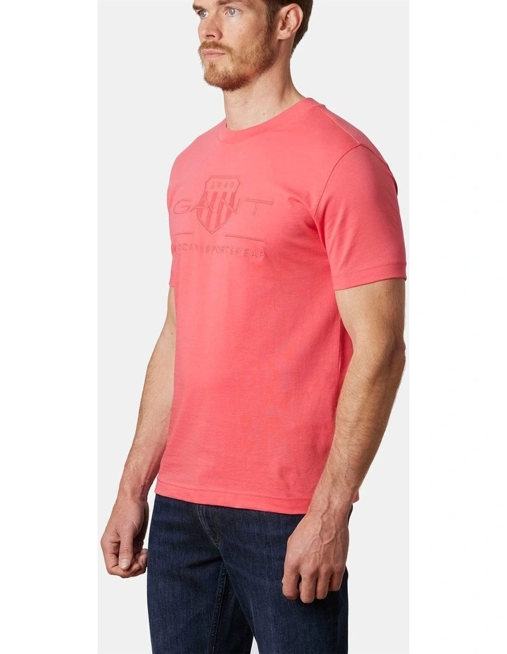 Tonal Shield T-Shirt in Watermelon Red image 4